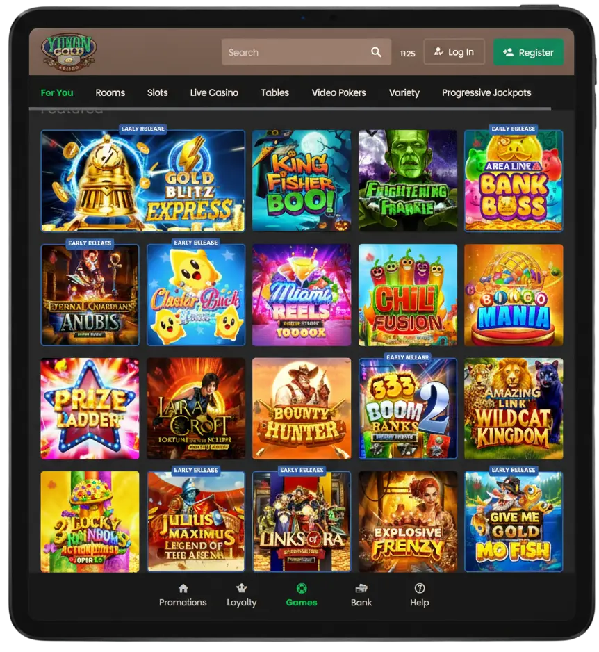 Yukon Gold Casino game list